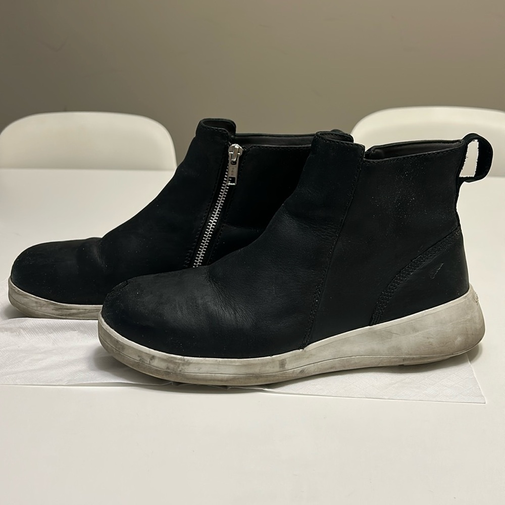 Red Wing women’s Leather Side Zip Safety work boots steel Toe Boots Black 9.5